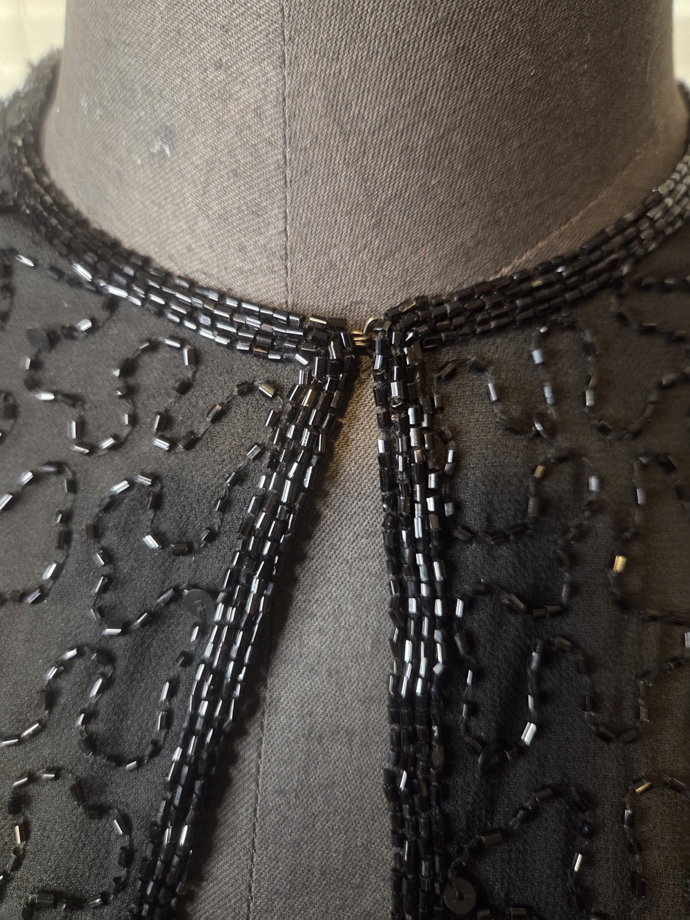 Black Beaded Open-Front Evening Blazer - Picture 3 of 6